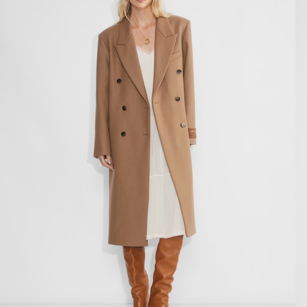 Camel Double-Breasted Women's Coat